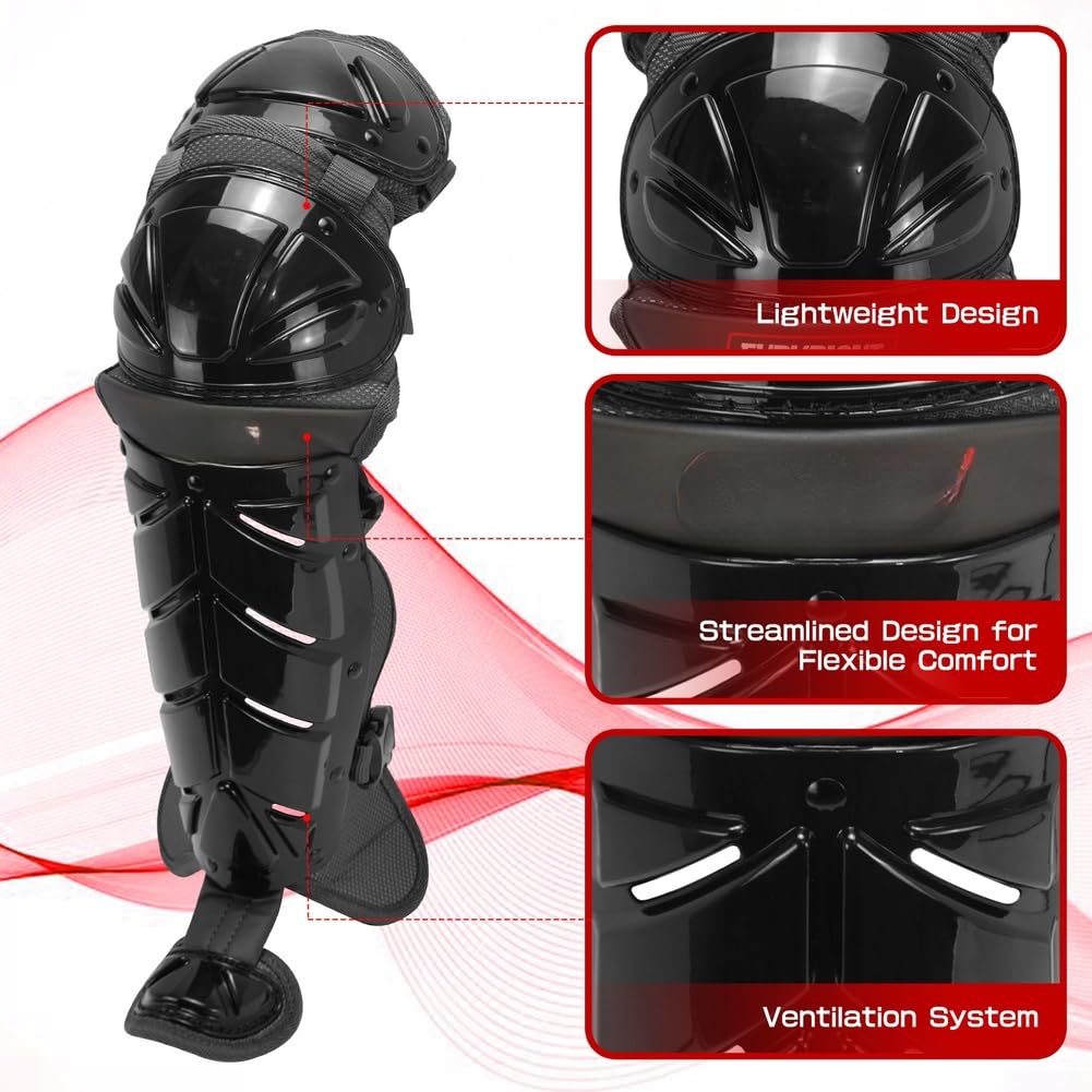 Softball/Baseball-Knie-Beinschutz, Vollflügel-Schienbeinschoner für Erwachsene und Jugendliche, Baseball-Softball-Sport, stoßfeste Schutzausrüstung, rutschfeste Passform