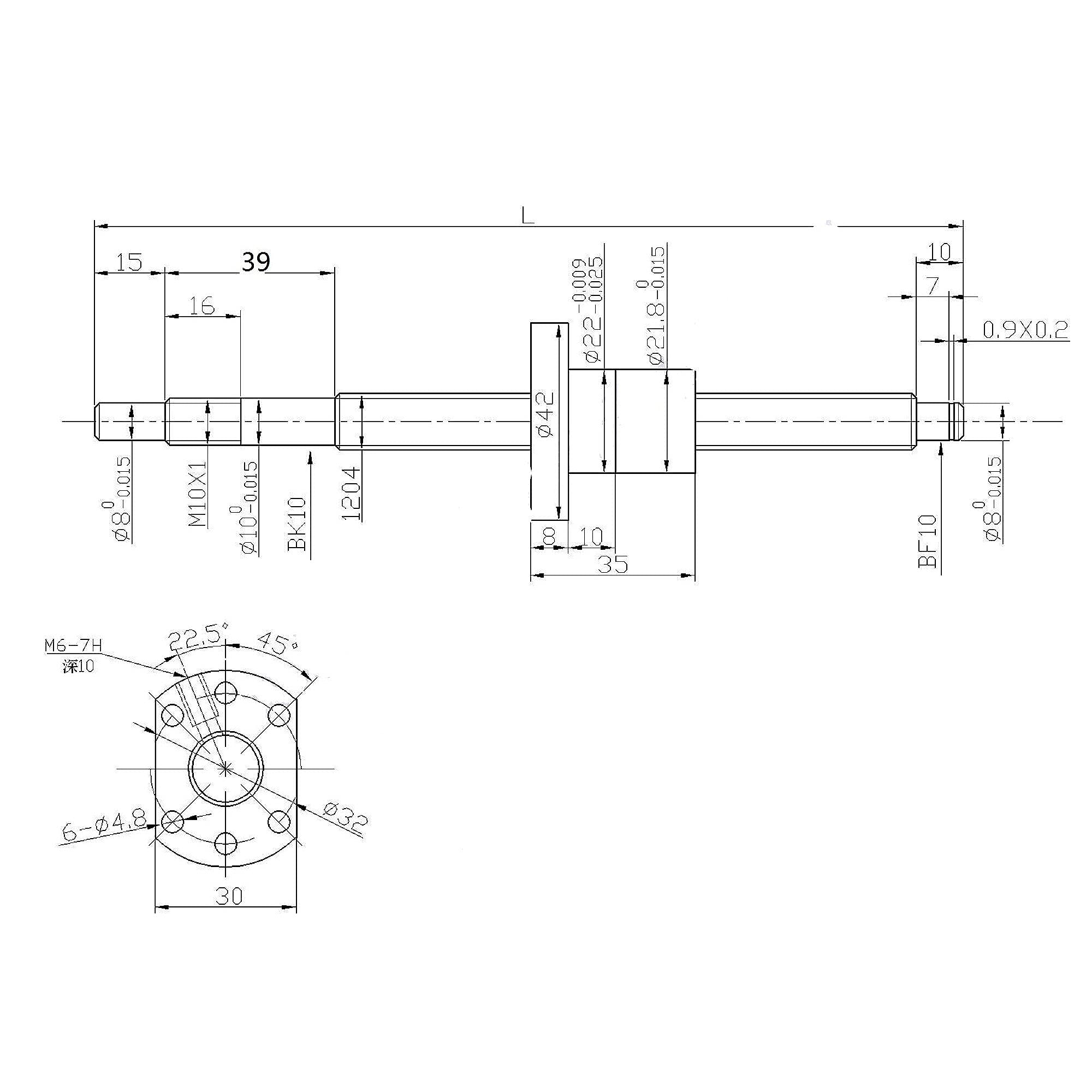CNCCANEN Ball Screw CNC Parts SFU1204 RM1204 450mm with Metal Deflector Ball Screw nut and BK10/BF10 Standard End Machined,Diameter 12mm Lead 4mm Length 450mm, High Precision Part for CNC Machine