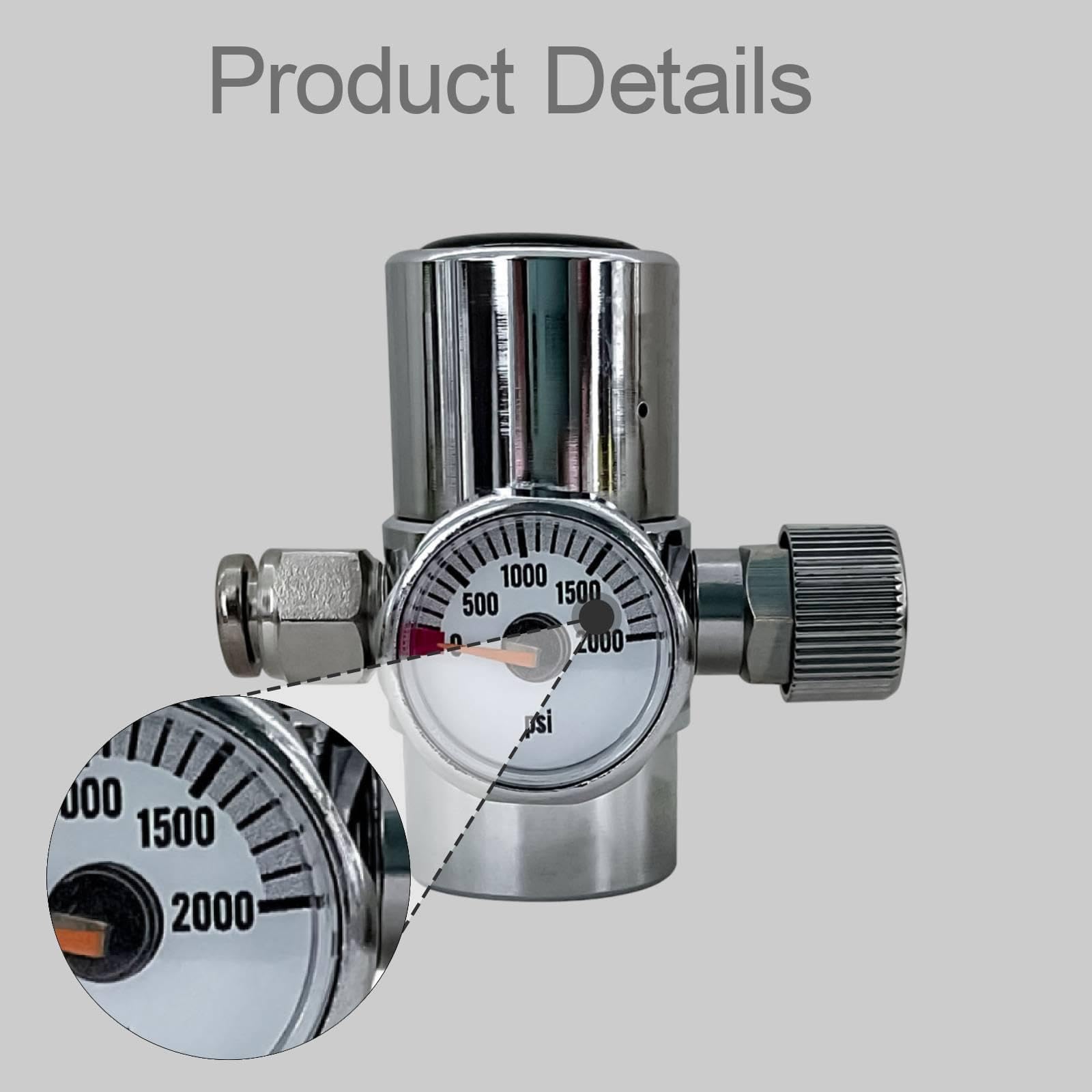 Perfeclan Válvula presión Constante para máquinas refrescos. Cuerpo latón para Botellas CO2 400 g. Perilla Flujo Ajustable con manómetro.