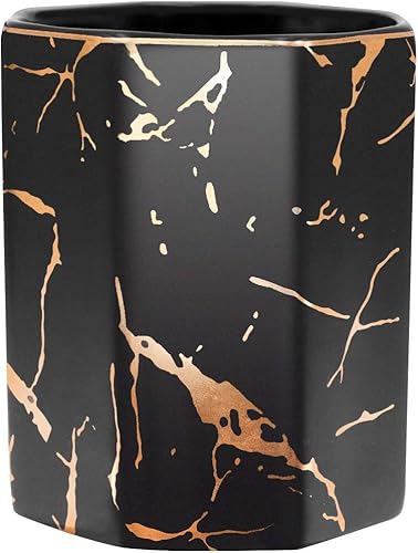 Vista 116 de WAVEYU - Portalápices bonito para escritorio, decoración de escritorio para niñas y mujeres Flor negra