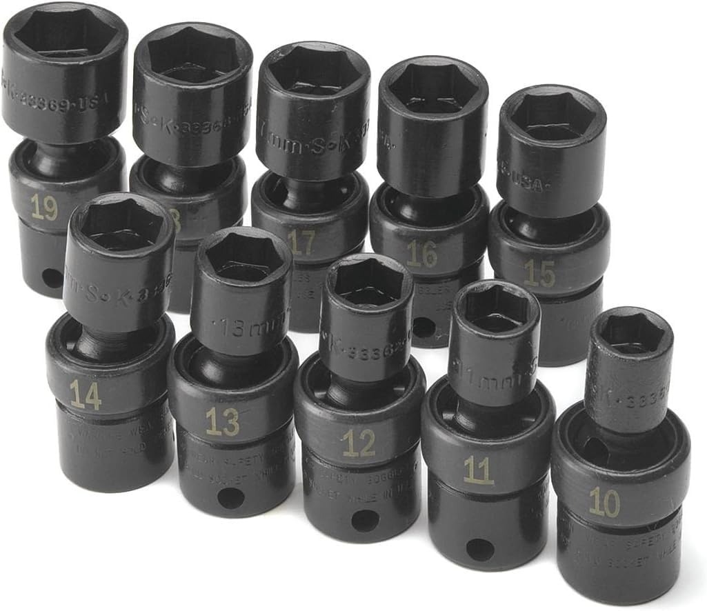 10 Piece 3/8 Drive 6 Point Swivel Metric Impact Socket Set