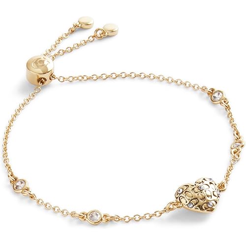COACH Womens Signature Quilted Heart Slider Bracelet