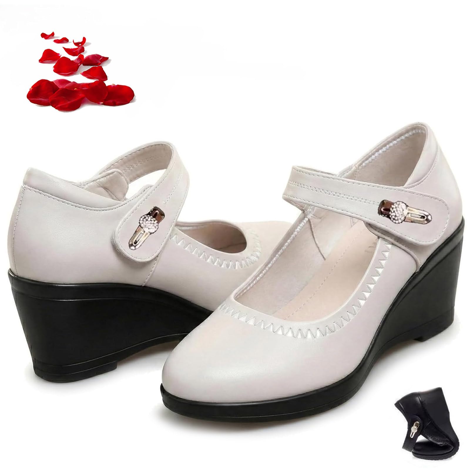 Zapatos Mary Jane de cuña para mujer, con puntera cerrada, para mujer