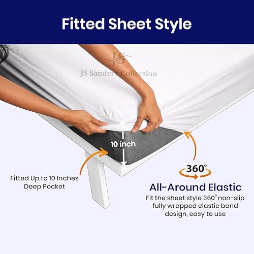 Miniatura 4 de Protector de colchón V Berth, estilo ajustado, algodón de rizo ultra suave, 100% impermeable, protector de colchón en V, ultra suave, refrescante,