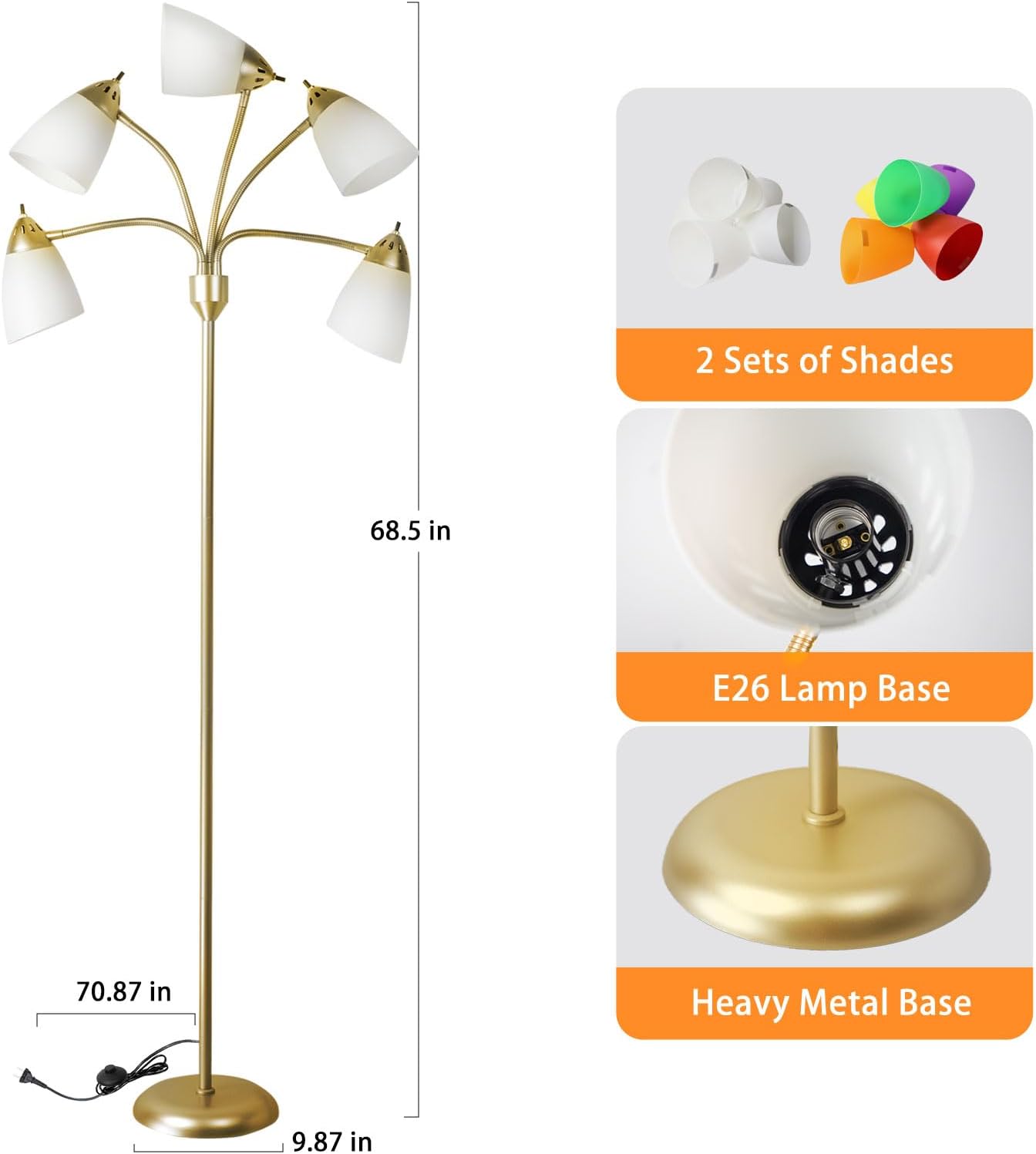 Brightech Parker Lámpara De Pie Decorativa Para Sala De Esta | Meses