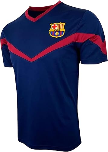 Icon Sports Camiseta de entrenamiento Barcelona para hombre (tallas adultos), camiseta Barcelona con licencia, Azul