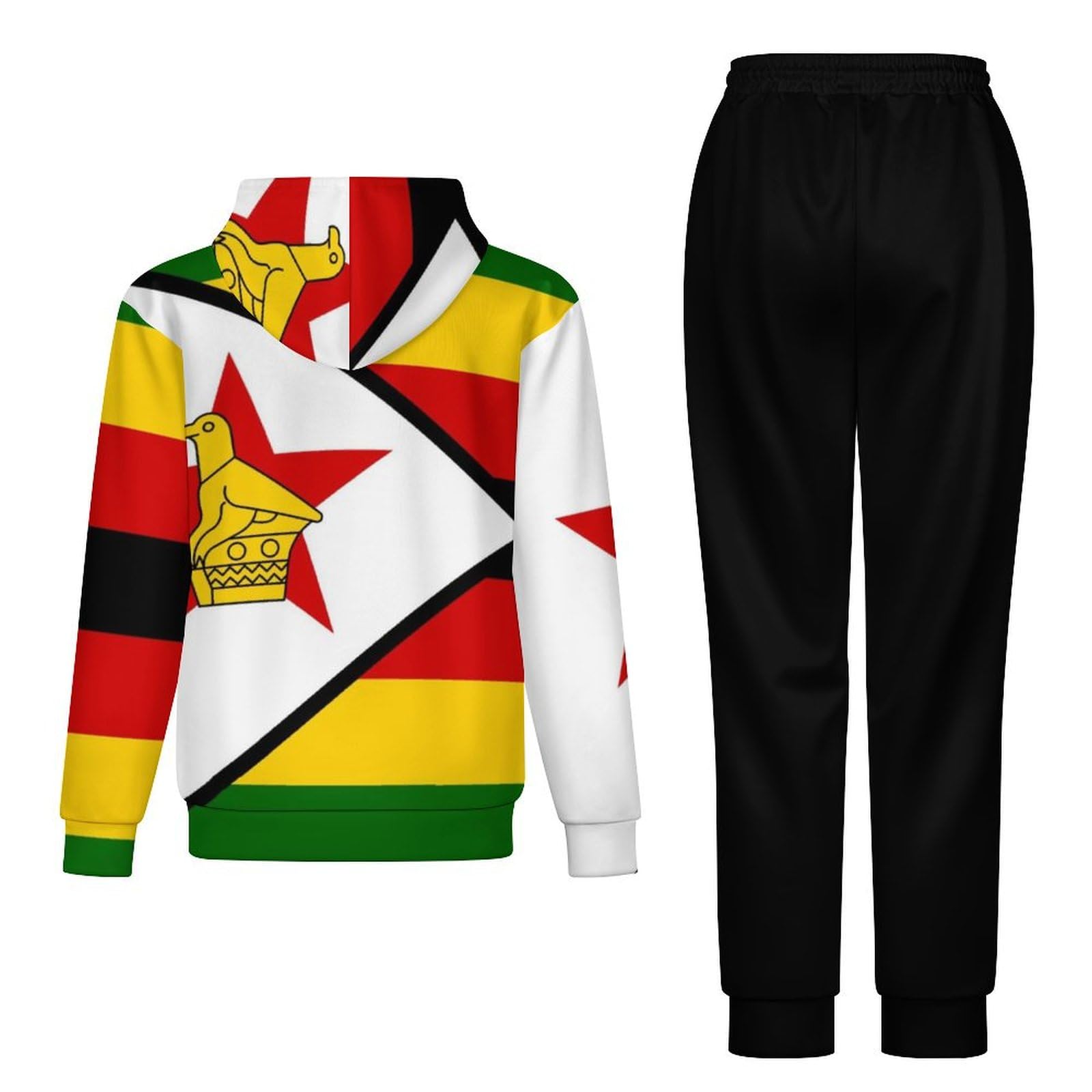 Tuta Da Uomo E Da Donna Set Completo Da 2 Pezzi Tuta Da Ginnastica Novità Stampa Bandiera Dello Zimbabwe Felpa Con Cappuccio A Maniche Lunghe Jogger Pantaloni Della Tuta Set Completo Da Salotto