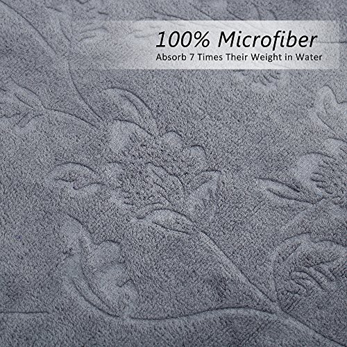 Image of JML Bath Towels 6 Pack, Oversized Microfiber Bath Towels(30 inch x 60 inch), Soft and Super Absorption Multipurpose Towels for Bath, Beach, Pool, Sport - Grey Floral Pattern