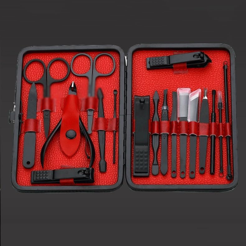 ブラック ステンレススチール ネイルクリッパーセット 18 本のネイル