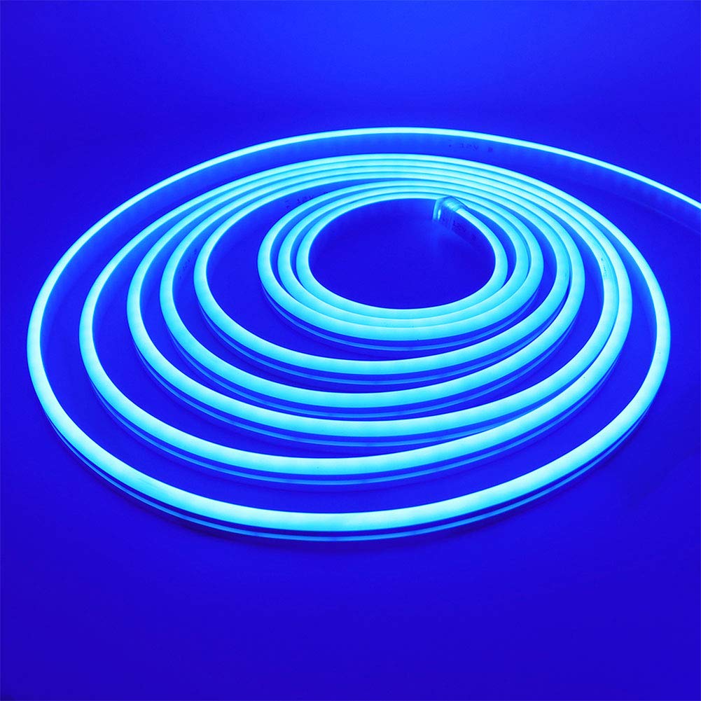 SUYOOULIN LED Neon Light Rope, 13000LM LED Strip Lights, Outdoor Flexible String Light, DC 12V 16.4Ft 2835 600 LEDs Silicone Tape Bar Light for Home, Indoors, Decor DIY, Sign Letter (Blue)