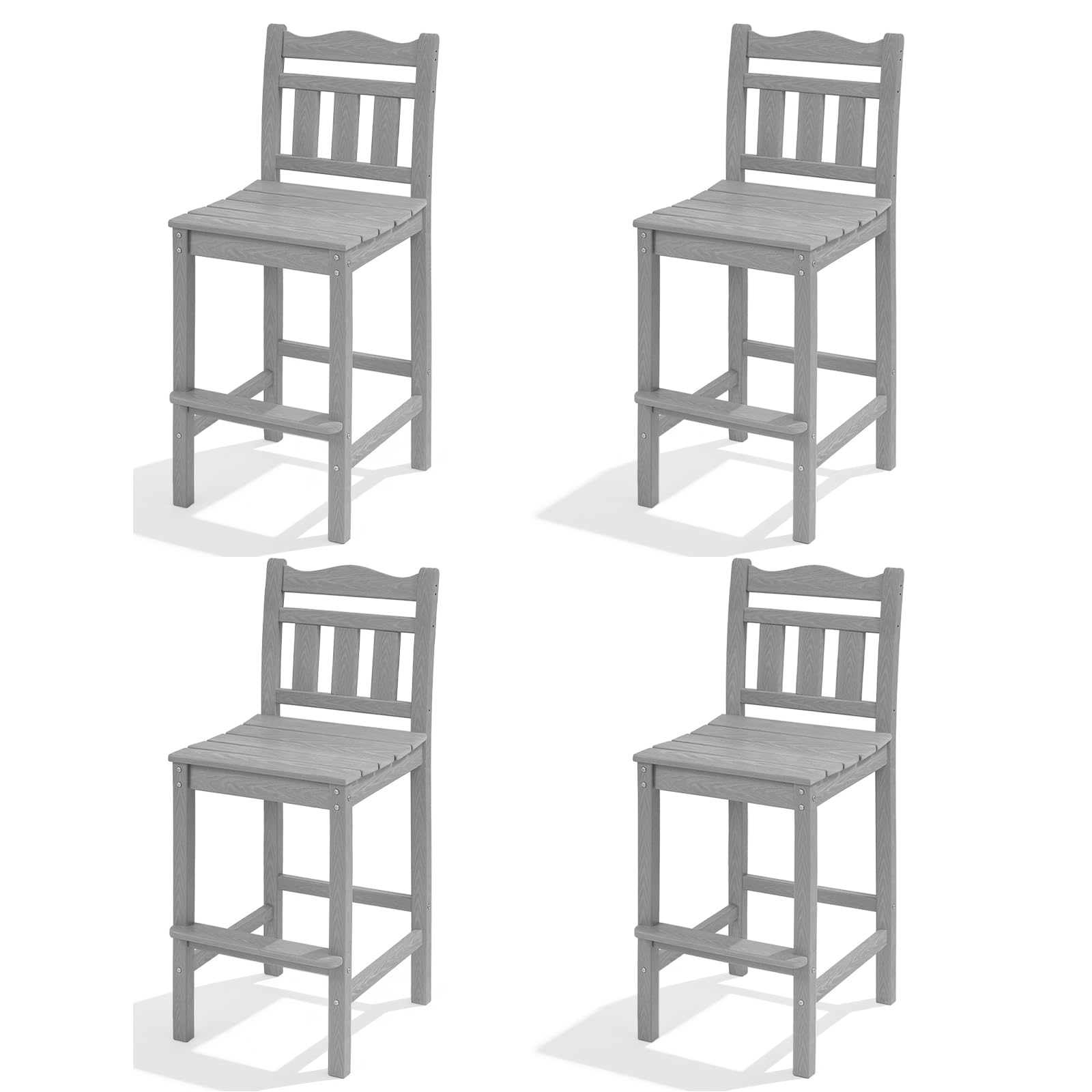 Outdoor Bar Stools Set of 4, HDPE Adirondack Bar Chairs