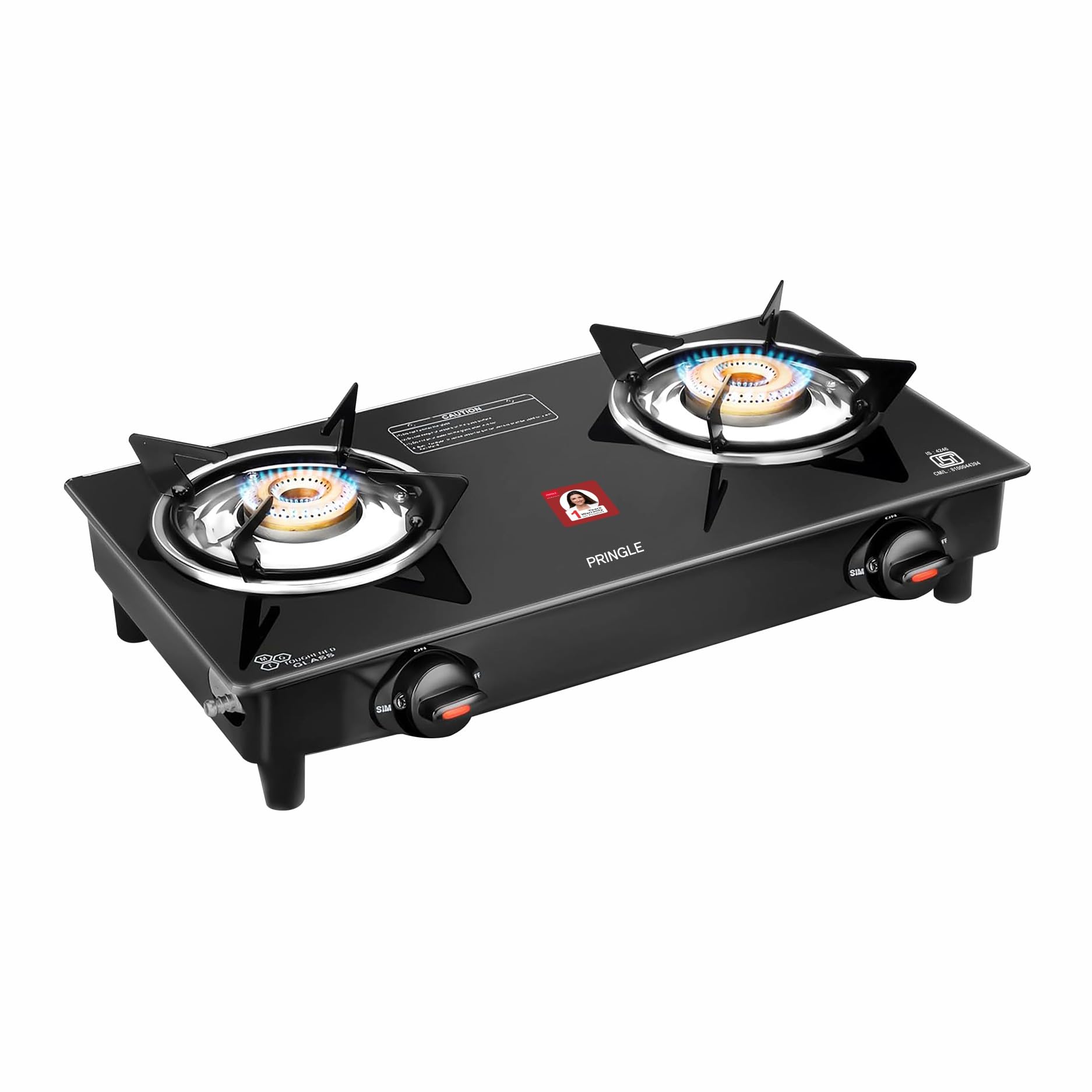 Pringle 2 Burner Gas Stove Top for Kitchen - Manual Ignition Cooktop Modern Glass Stove for Modular Kitchen, ISI Certified & Compatible with LPG - 2 Year Warranty- Model (Matrix -2 Burner) (B0D9LWFSSK) Amazon Price History, Amazon Price Tracker