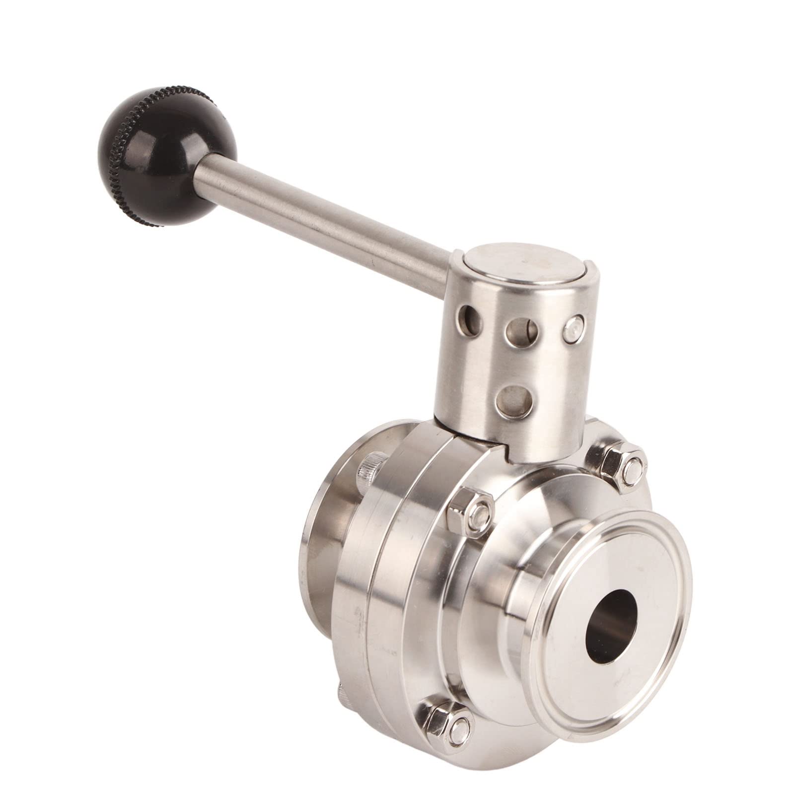 Leapiture Butterfly Tri Valve Stainless Steel Quick Connecting Sanitary Butterfly Clamp Valve with Silicone Gasket for Industrial Home Use (OD 25mm/0.98in)