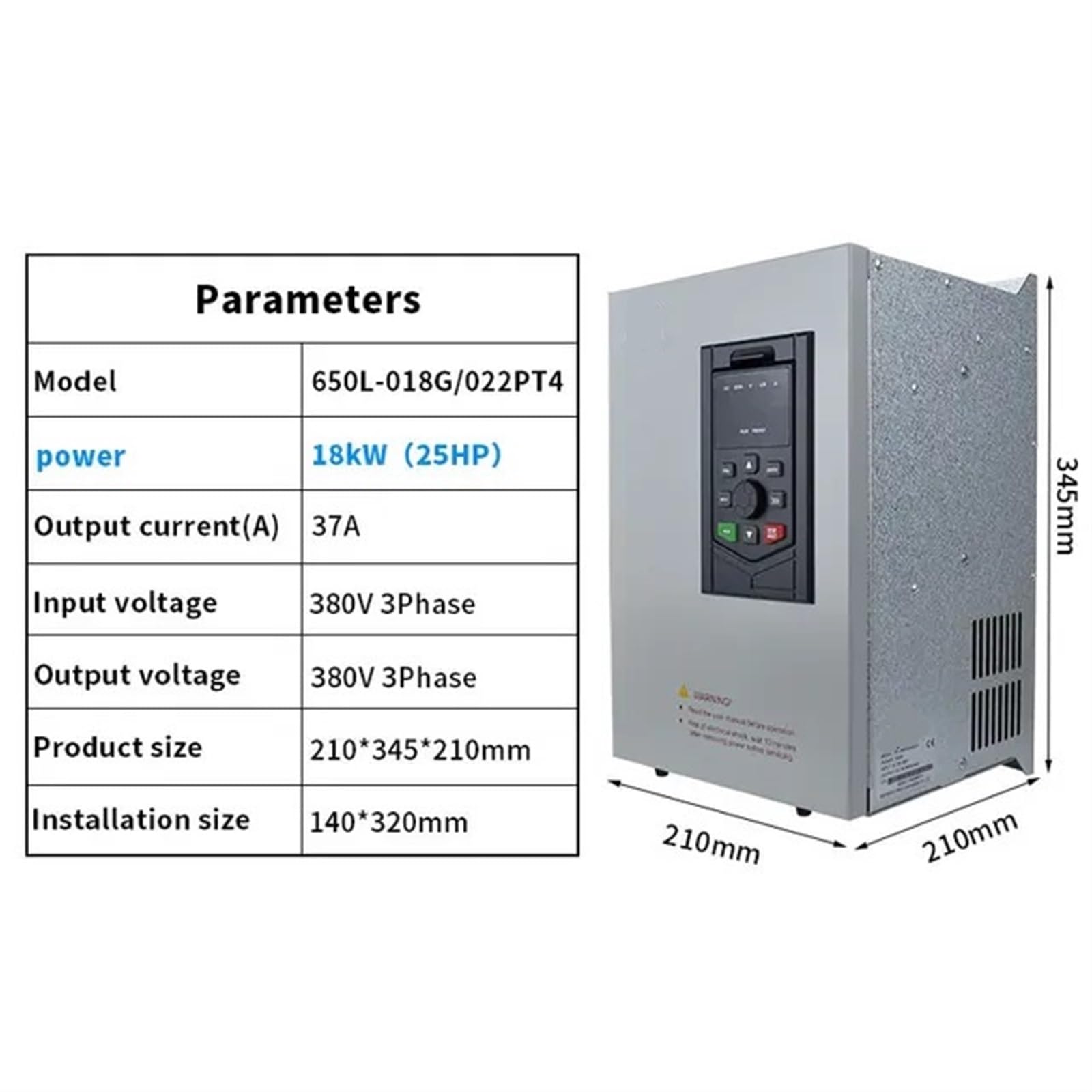 Variateur de fréquence VFD 18 KW, 11 KW, 15 KW, 7,5 KW Général 380 V Entrée triphasée Sortie Vitesse du Ventilateur/de la Pompe(18kW)