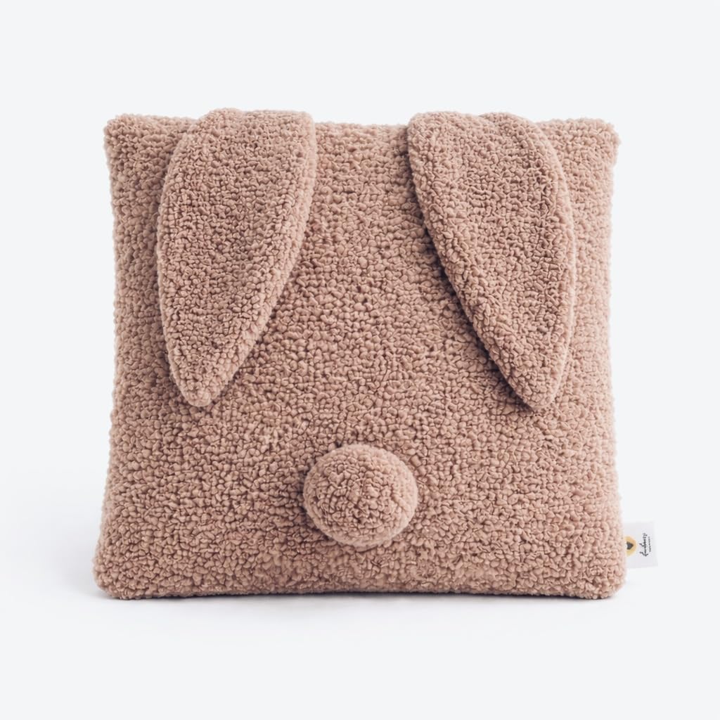 BABEES DEKOKISSEN Boucle Kuschelkissen Wolke GROß 40x25 cm, Flauschiges Deko Kissen für Baby & Kinderzimmer - für Mädchen & Jungen - beige Creme (HASE_Beige)