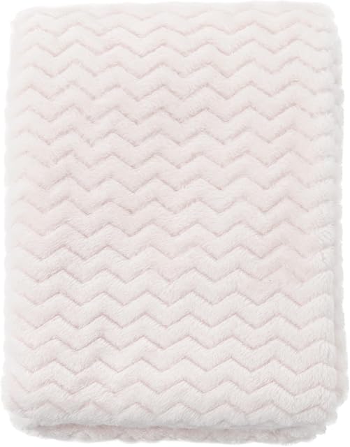 CREVENT Przytulny, puszysty, ciepły polarowy koc dla niemowląt dla dziewcząt i chłopców, maluchów, łóżeczko dziecięce, wózek (75 cm x 100 cm, fala kość słoniowa/biały)