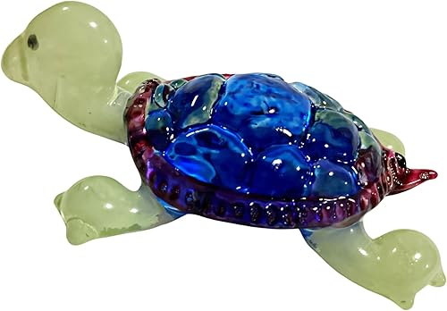 Miniatura 8 de Figura de cristal de tortuga azul hecha a mano decorativa para el jardín
