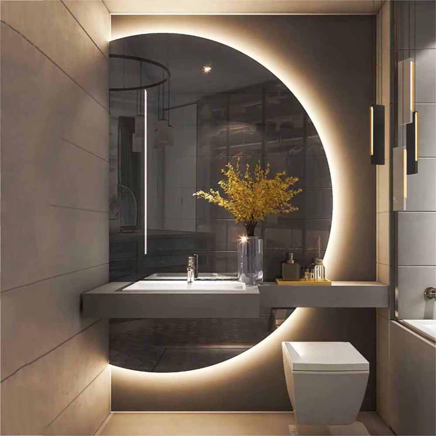 Wall Mounted Semicircle Vanity Mirror 51