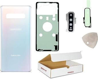 Replacement Compatible with Samsung Galaxy S10 Plus Model G975 S10+ Back Glass Door Housing Cover with Rear Camera Lens Cover and Opening Tool Prism White