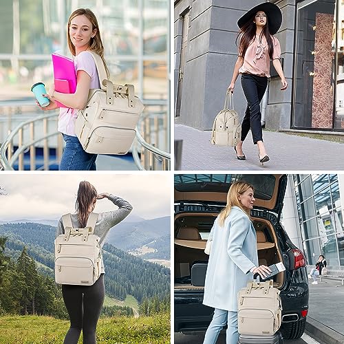 LTINVECK Knitting Bag Backpack, Crochet Bag with USB Charging Port, Large Yarn Tote Bag for Knitting Needles & Hooks, Apricot - Thumbnail 7
