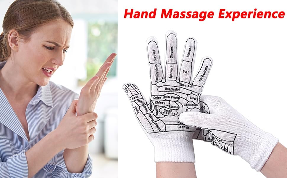 Navaliya Reflexology Gloves Hand Pointed Tool Print Mittens Massage | 1 Pair 1