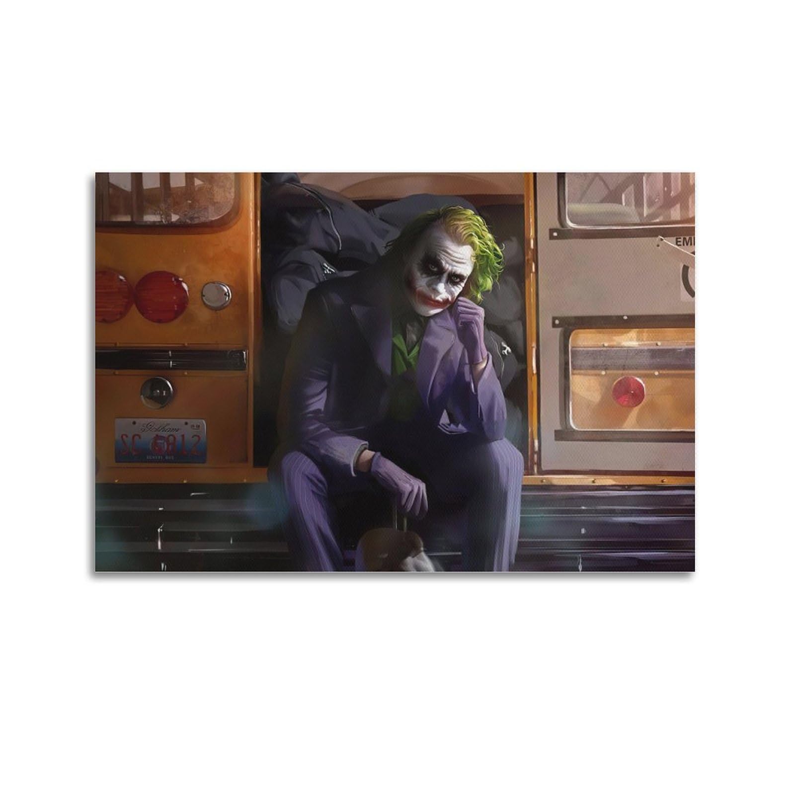 WITIN Joker Movie Poster Heath Ledger Decorative Canvas Family Bedroom Picture Painting 12x18inch(30x45cm)