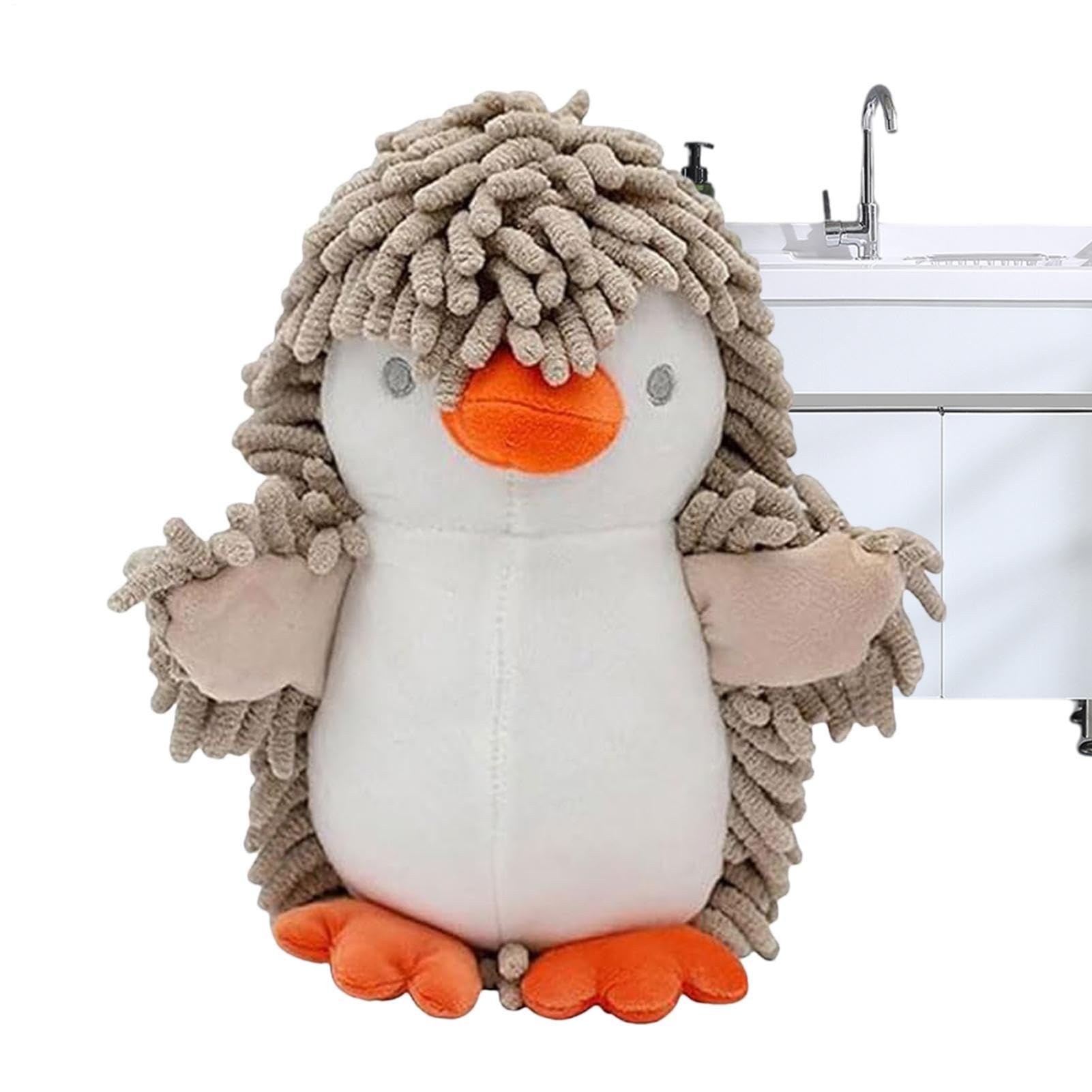 Toalla de chenilla superabsorbente con diseño de pingüino para oficina y hogar