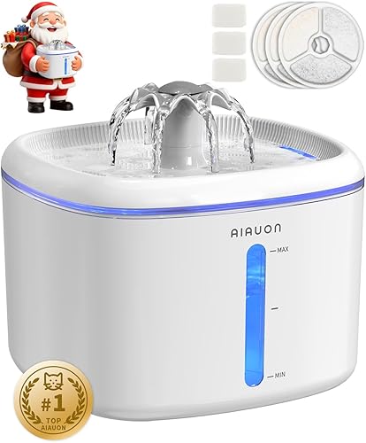 Fuente de agua para gatos, fuente de 84 oz2.5 L para gatos y mascotas, dispensador automático ultrasilencioso de agua para mascotas mejorado con 3