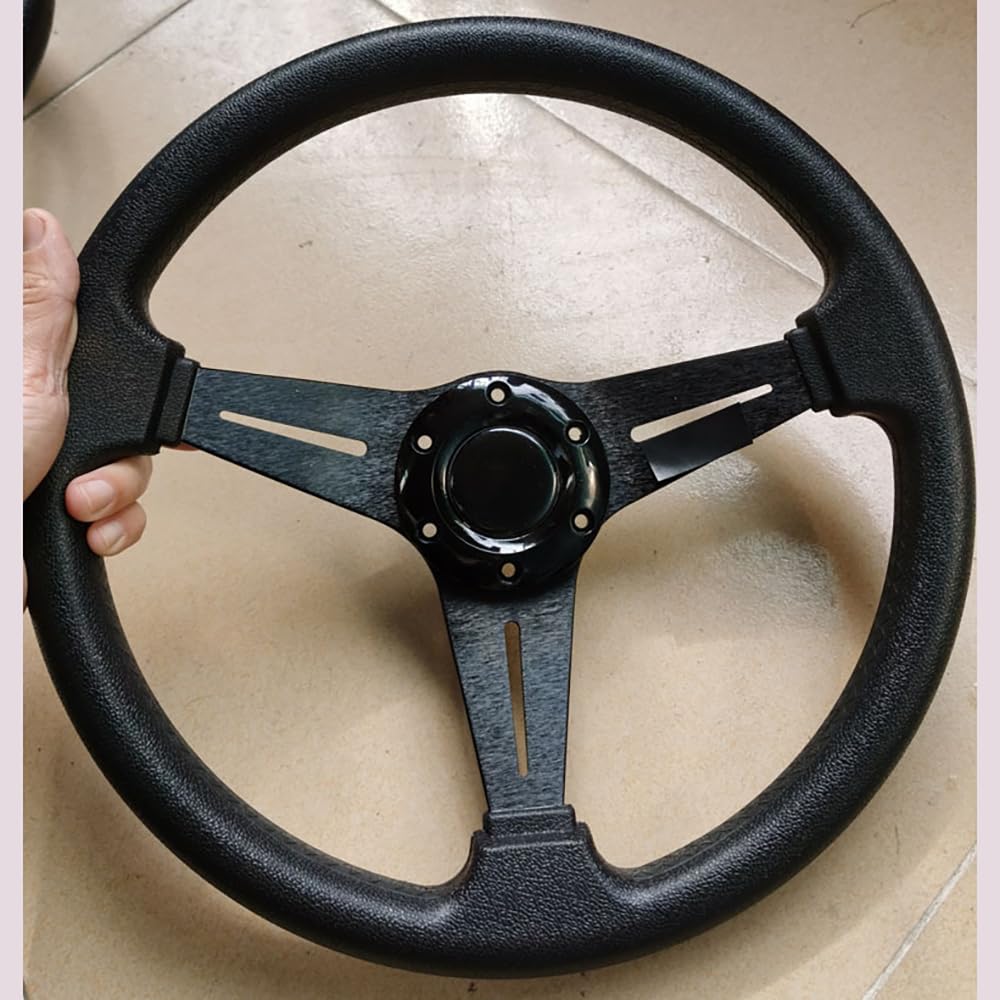 Volante Sportivo Auto,Volante da Corsa Modifica auto Volante PU da 350 mm competizione personalizzato Strumenti for volante Accessori(Silver)