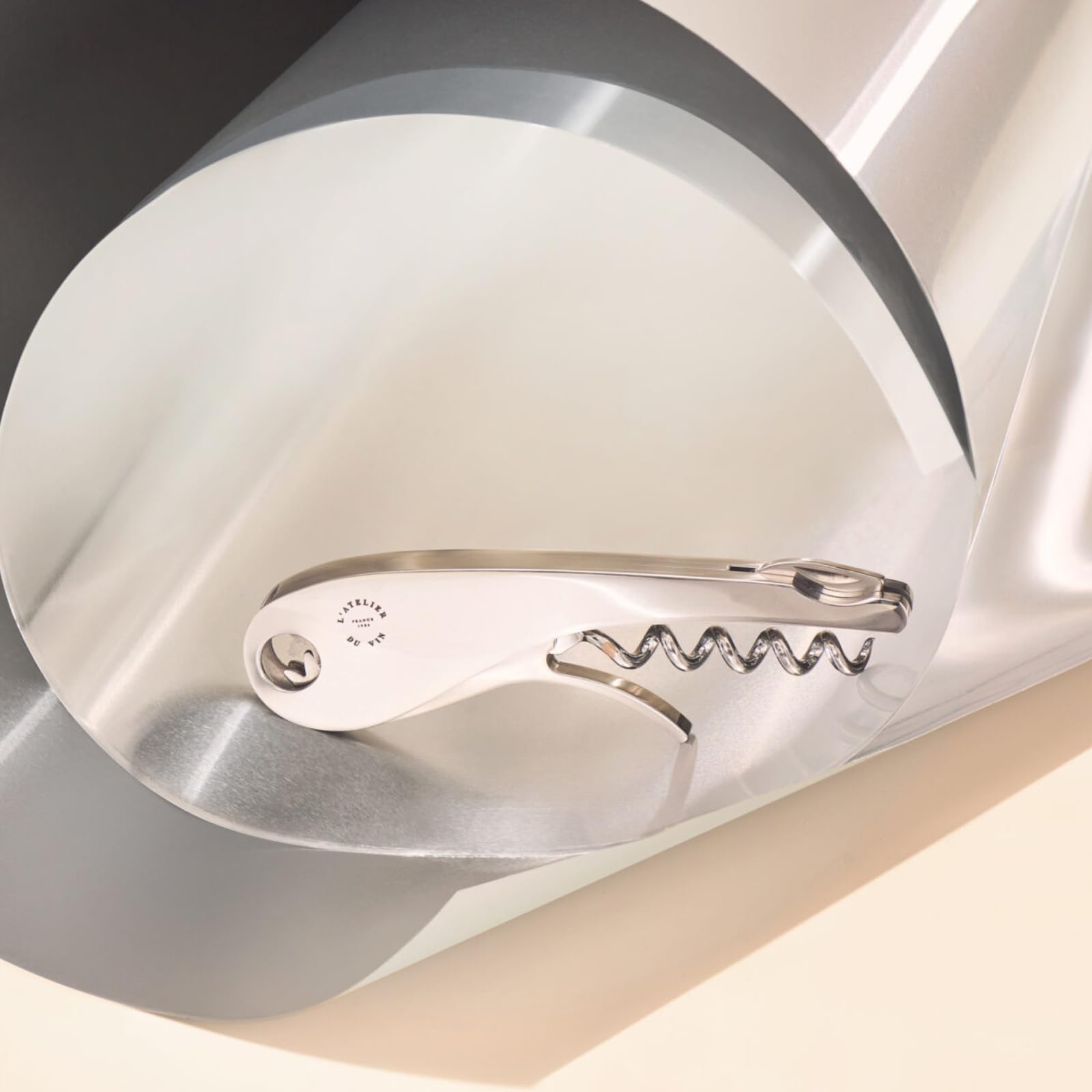 L'Atelier du Vin Soft Machine Silver - Kellneröffner aus poliertem Edelstahl - Probierwerkzeug mit Folienschneider und integriertem Flaschenöffner