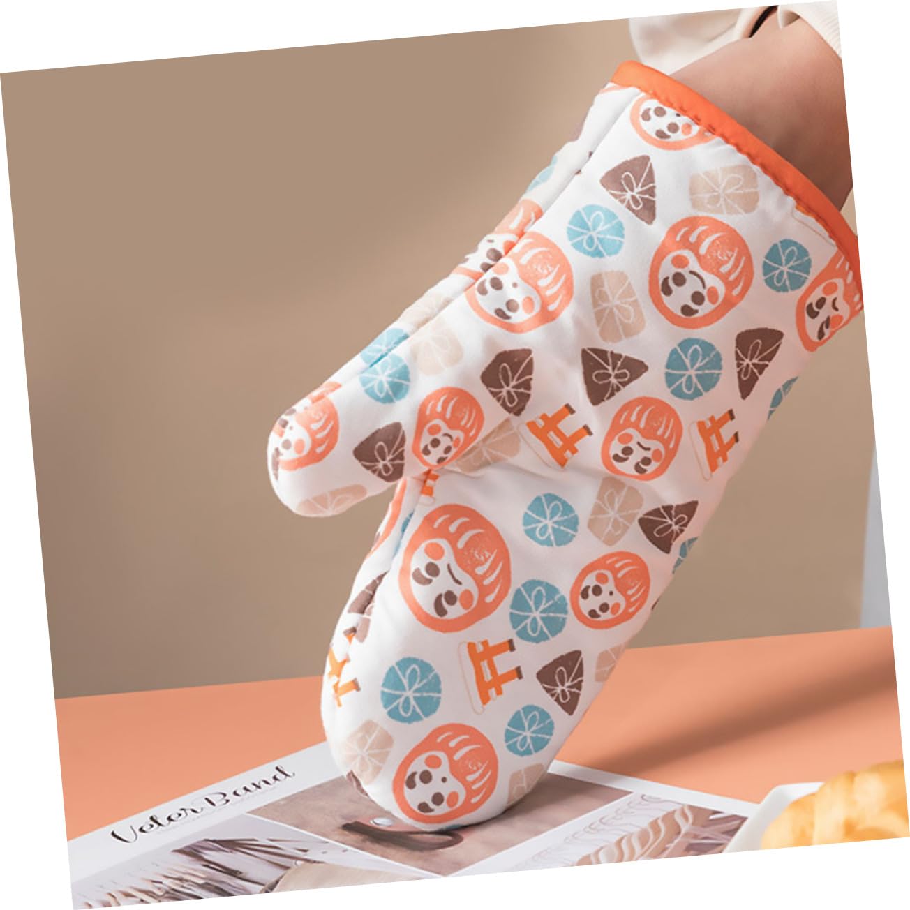 DECHOUS 2 Paia guanti isolanti thermal gloves resistenti al calore guanti da cucina Gadget stufa guanto fornitura cucina guanti da forno antiscivolo poliestere Orange