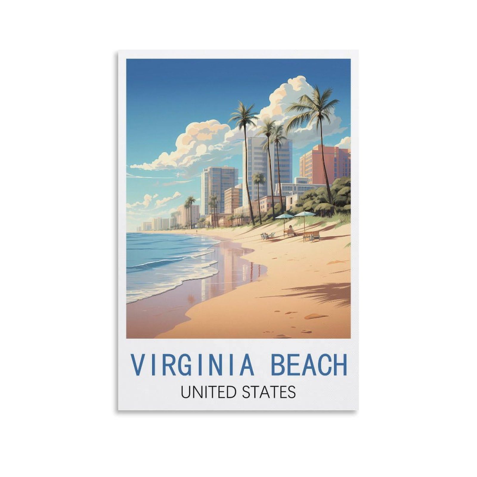 EZMLFA 5D Diamond Painting Kits,Virginia Beach United States,Diamond Painting Kits for Beginners Round Full Drill Painting with Diamonds Gem Art for Home Wall Decor 40x50cm