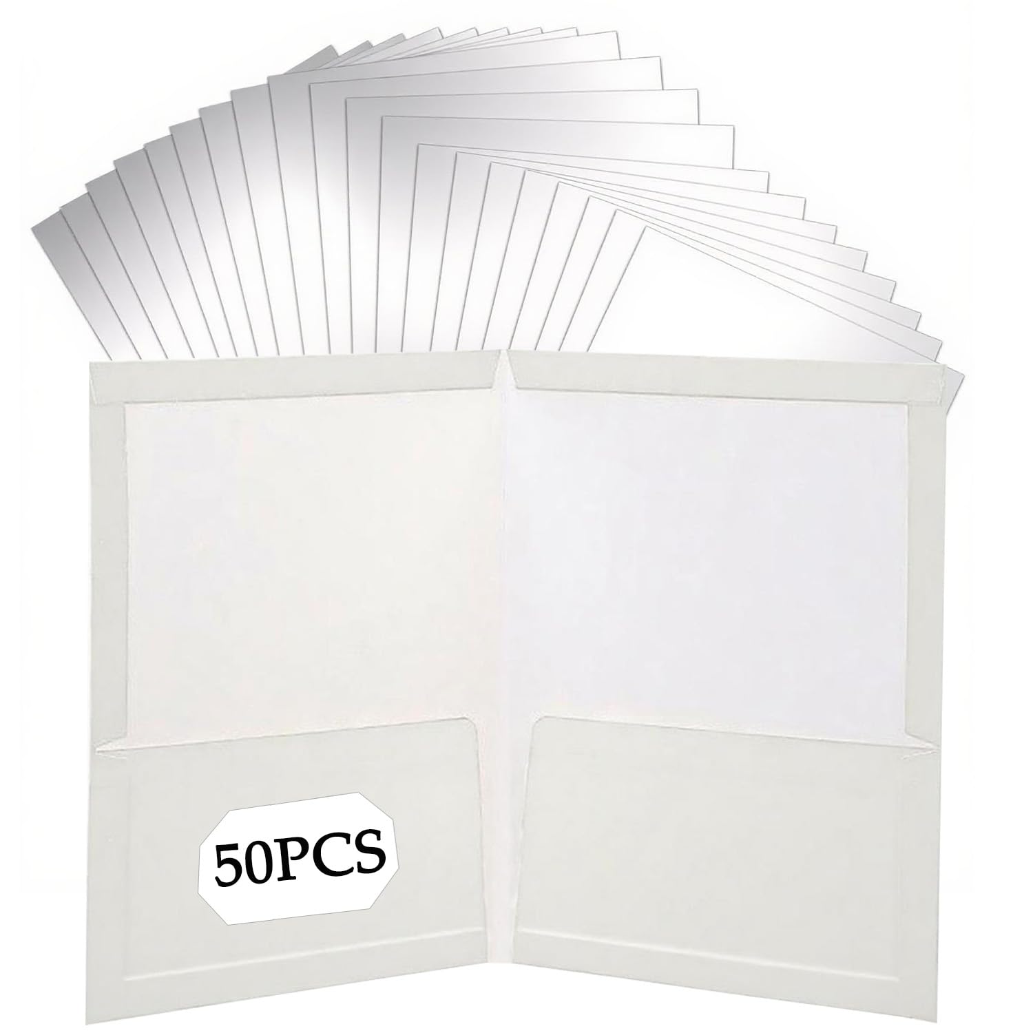 50 Pack 2-Pocket Glossy Presentation Folders, Letter Size Paper Portfolios with Pockets, Laminated File Folders for Teachers, Office, and Workplace