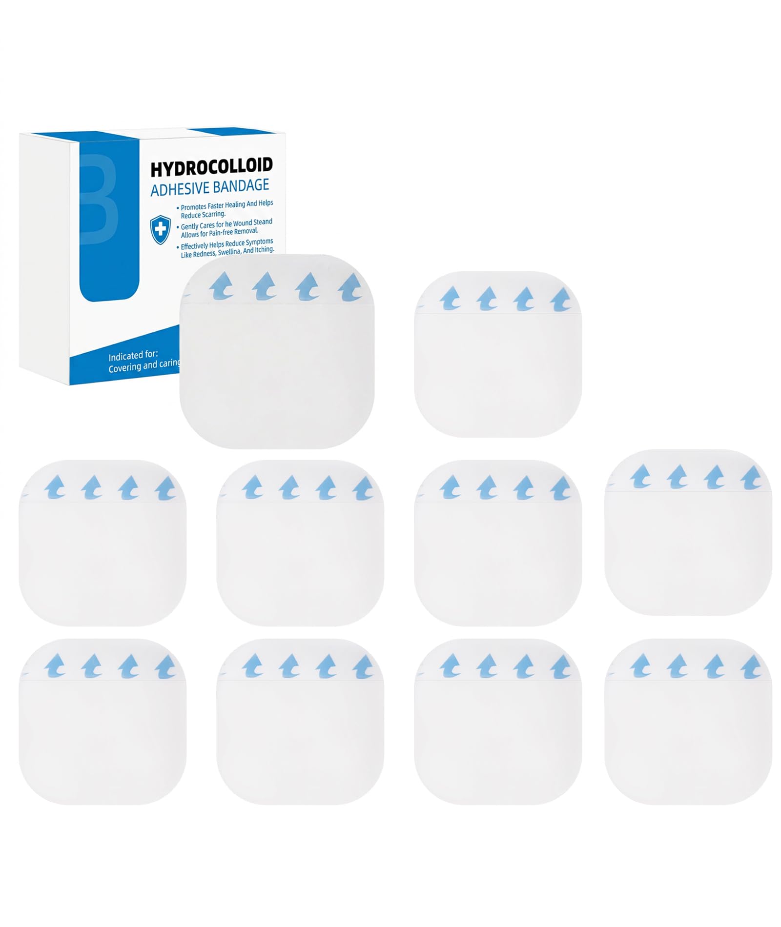 10 Pcs Waterproof Bandage, Hydrocolloid Bandage for Chronic Wound Care and Post-Surgical Protection, Bed Sore Patch with Drainage Channel, 5x5 cm Waterproof Dressing for Diabetic Foot Ulcer Management-image-17