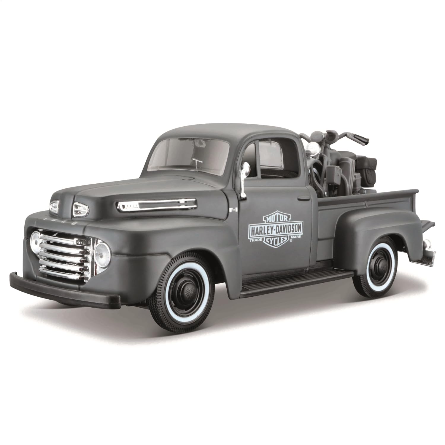 Maisto 32185 1:24 Scale Ford F-1 Pickup 48 Plus WLA Flathead 42 Model Car (Green)
