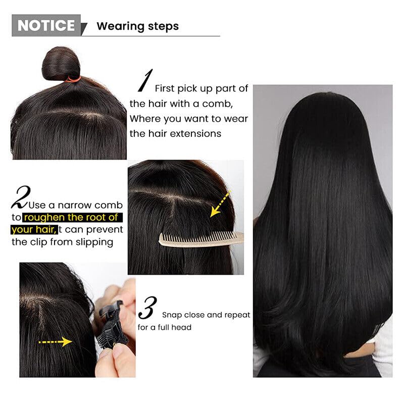 Image of Artifice 5 clip 32 INCH Super Long Wavy Curly Hair Extension for Women Natural Soft Clip on Extensions Synthetic Thick Hairs for Any Event for Girls Hair Extension Natural Black