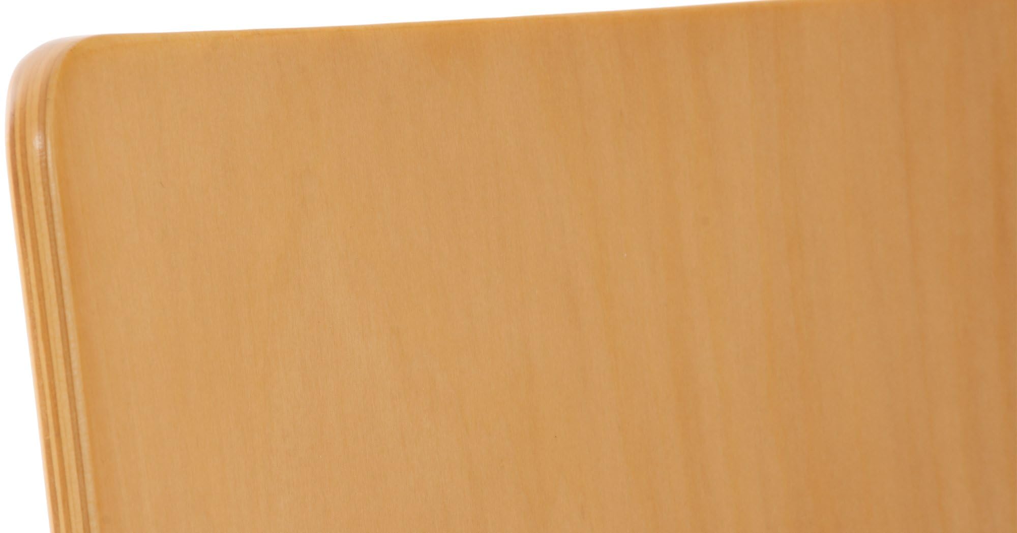 CLP Juego de 4 Sillas de Espera Pepe, Silla de Visitas con Asiento de Madera Ergonómico, Soporte Metálico, Color Natura