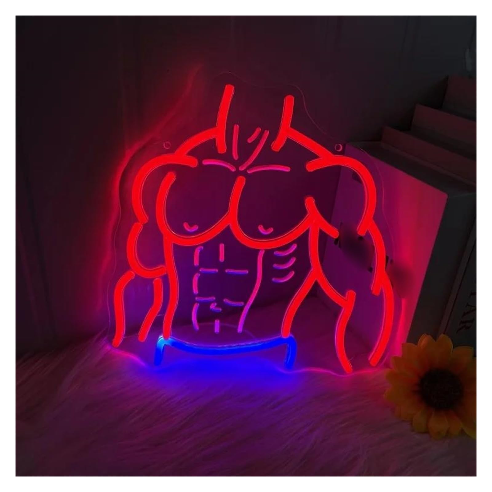 LEMST Sign Lamp Muscle Man Engraving Craft Neon Light, Suitable for Gym, Sports Room, Personal Studio 39x38.9cm