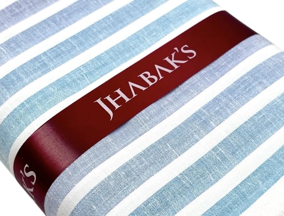 Image of JHABAK'S Unstitched Striped Shirt Fabric for Men - Cotton Linen Blend Lining Material - Shirt and Kurta Piece Cloth