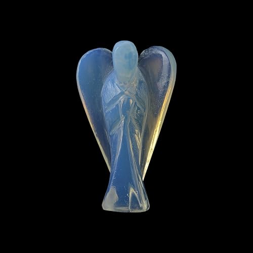 Opalite Crystal Guardian Angel Healing Gemstone,Handmade Pocket Angel Figurine Crystals for Positive Energy, Guardian Angel Mini Statue for Love,