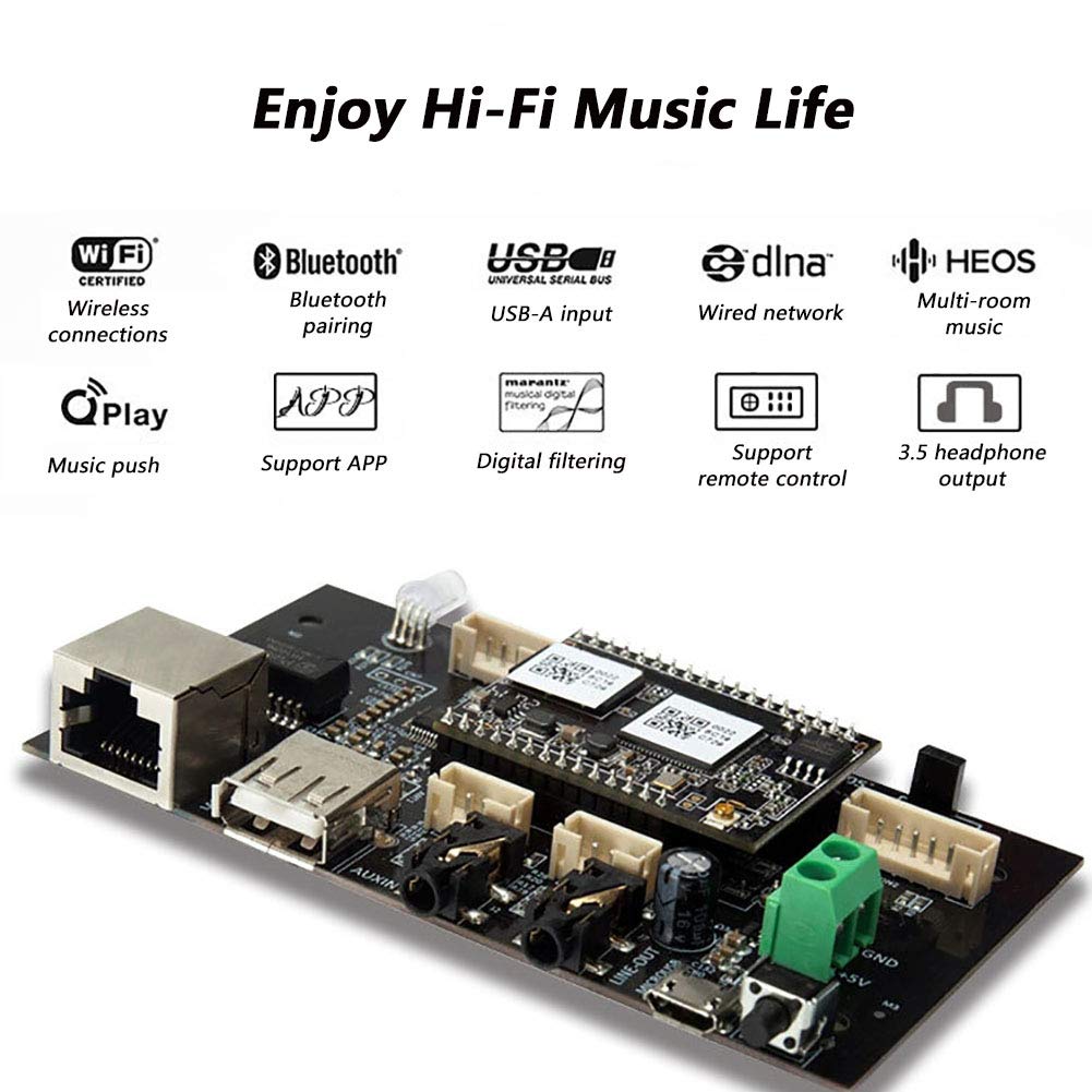Decodificador De Audio WiFi/Bluetooth, 32 bits / 192 KHz, Amplificador HiFi con Control Remoto por Infrarrojos, Admite FLAC, Ape, WAV, MP3 Y Otras Reproducciones Multiformato