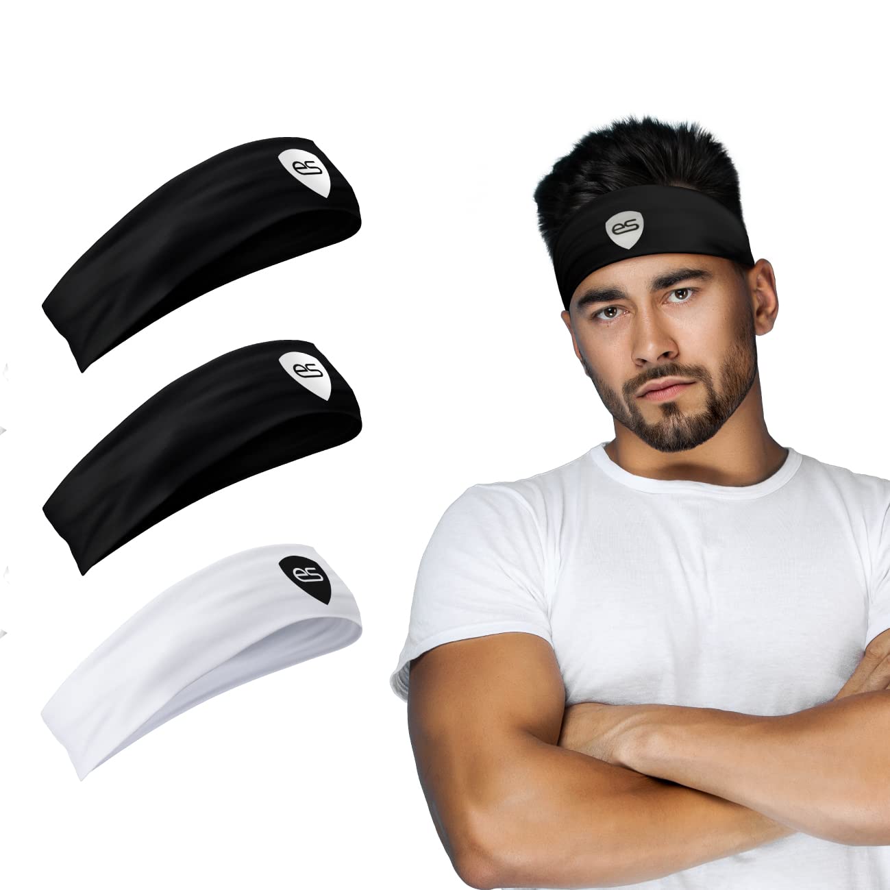 Headband Homme Tough Headwear Bandeau De Tennis à Nouer Pour Homme Et Femme, Bandeau De Transpiration Pour Entraînement, Pour La Course à Pied, Le Football, Le Basket-ball, Blanc Bandeau Sport Homme