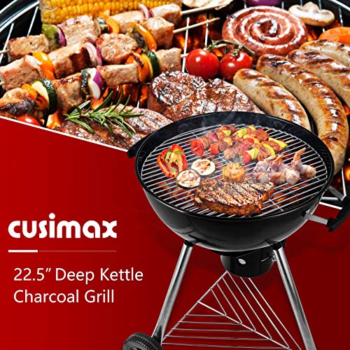 Cusimax Charcoal Grill Portable Bbq Grill Kettle 22.5 Inch, Outdoor Grills & Smokers For Patio Backyard Barbecue Camping, Black #TOP1