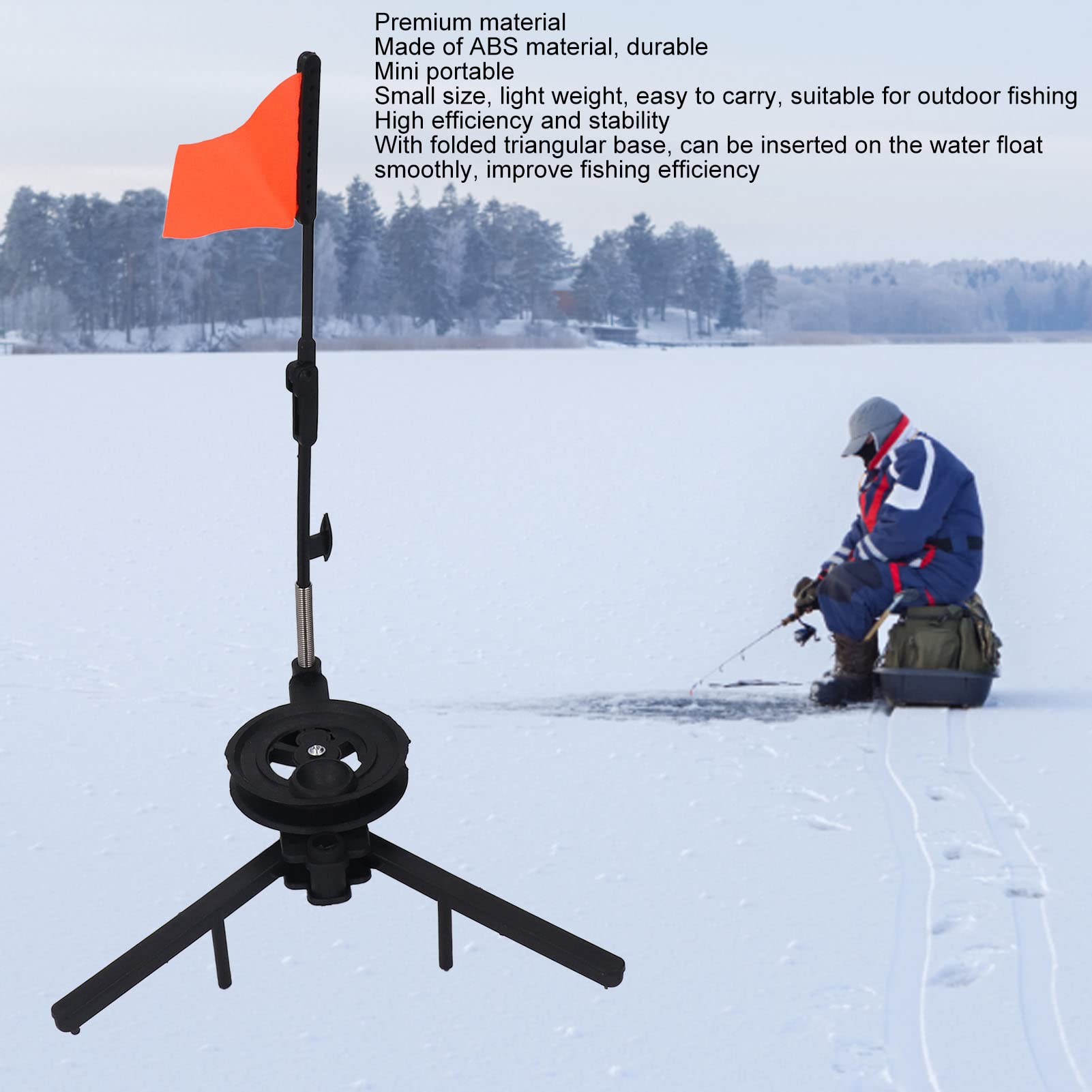 Winter Ice Fishing Flag Marker, Triangular Structure Fixed Tip Up Ice Fishing Flag Pole Indicator