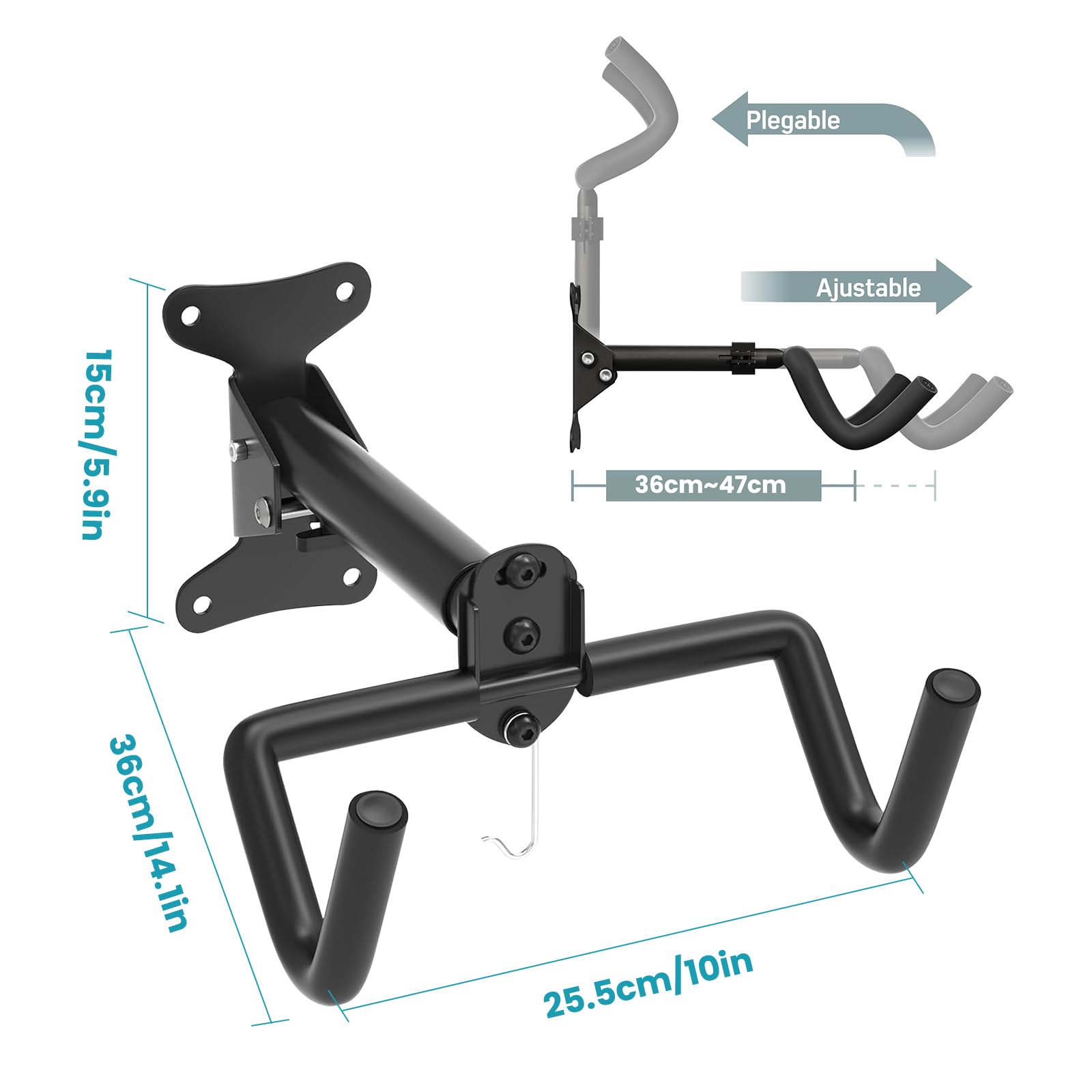 Huanmin Bicycle Wall Mount, Bicycle Mount 30 kg, Bicycle Mounts Wall, Bicycle Stand Garage Design Space-saving, Wall Mount Bicycle, Bicycle Suspension | Basement, Garage | Bicycle, Road Bike
