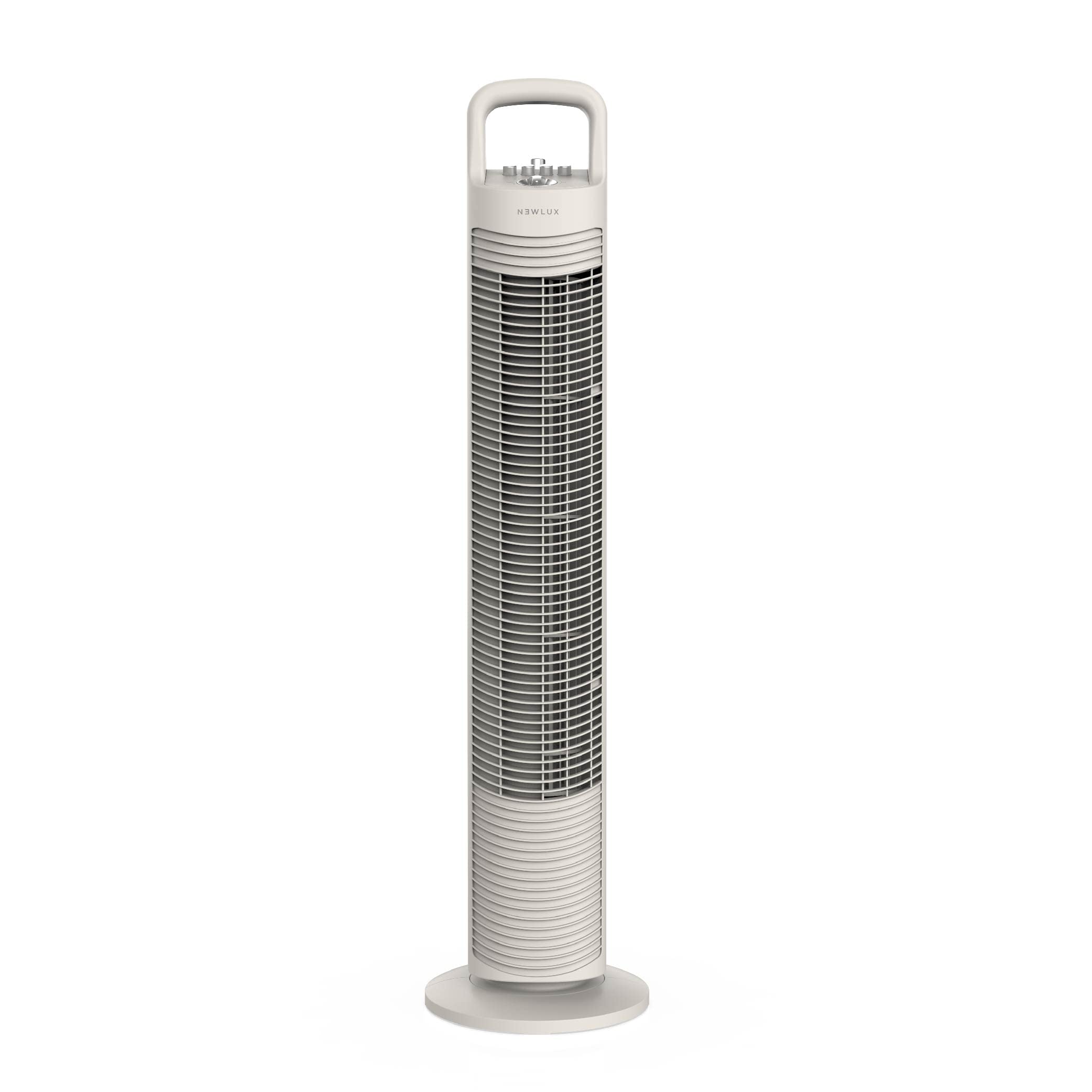 Newlux - Ventilador de Torre sin Aspas W80 (45W) 3 Velocidades, Oscilación 70º, Temporizador 120 min y Diseño Compacto. Ventilador de Pie con Motor de Cobre y Asa Transporte. Sin Instalación (Crema)