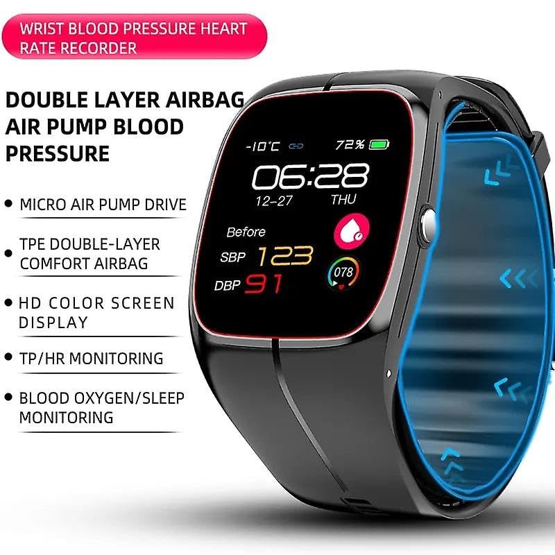 Montre intelligente P20 - Mesure précise - Pompe à air - Airbag - Fréquence cardiaque - Pression artérielle - Oxygène - Température corporelle - Bracelet de santé