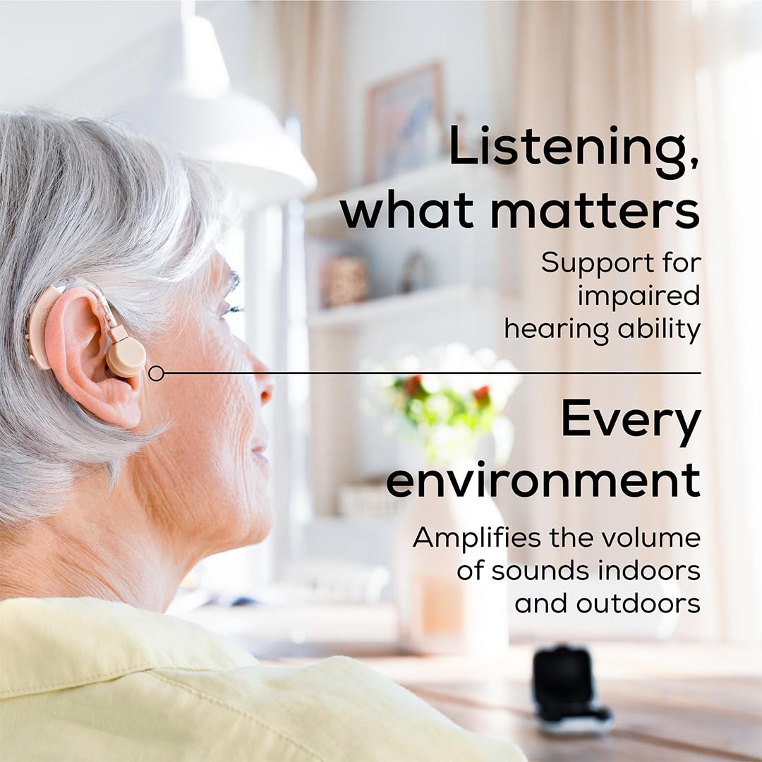 Beurer HA 20 Amplificatore Acustico Singolo, Adattamento Ergonomico dietro l'orecchio, Amplificazione rumori, Volume Regolabile, 3 accessori per l'adattamento personalizzato al canale auricolare
