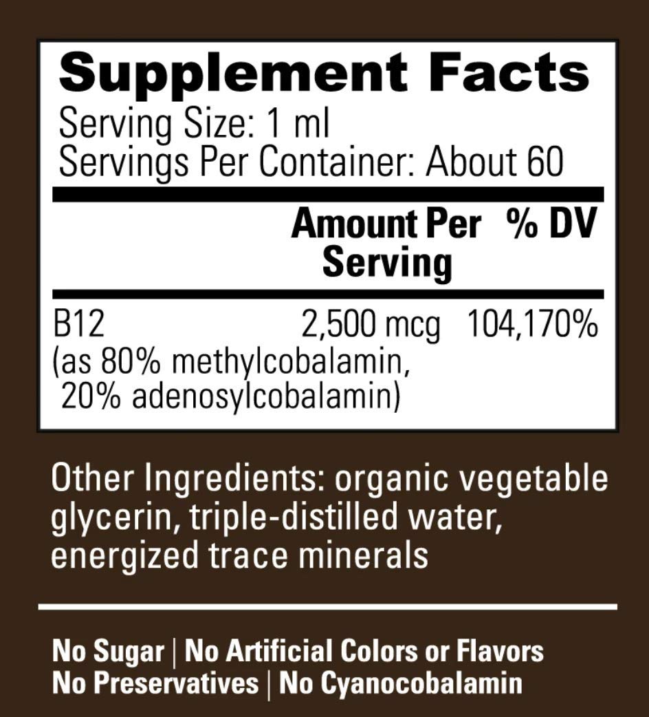 Global Healing Center Vegansafe B12, 2500 mcg Organic Sublingual Liquid