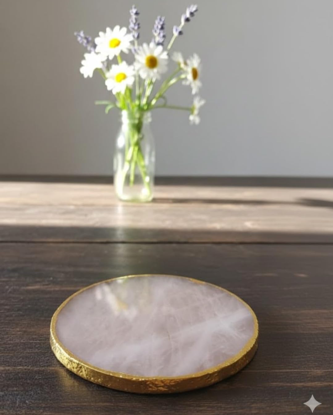 Agate Stone Tea Coaster Set of 2 (Rose) - Natural Agate Semi Precious Stone Coasters - Handcrafted Crystal Gemstone Coasters for Tea & Coffee Cups Glasses Gifting Home Decor Office Desk-image-35
